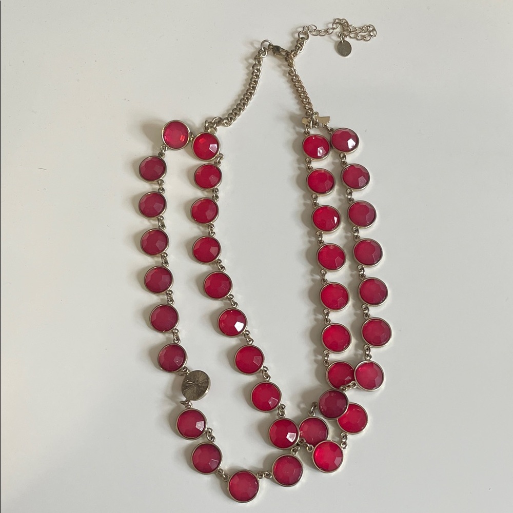 Chic Red and Silver Double Strand Necklace